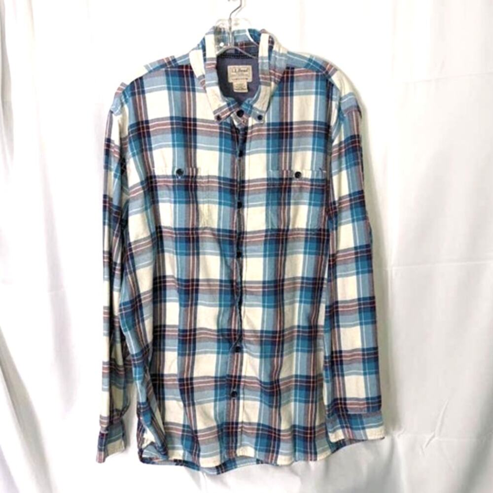 L.L. Bean XXL 2XL Flannel Long Sleeve Organic Cotton Slightly Fitted
